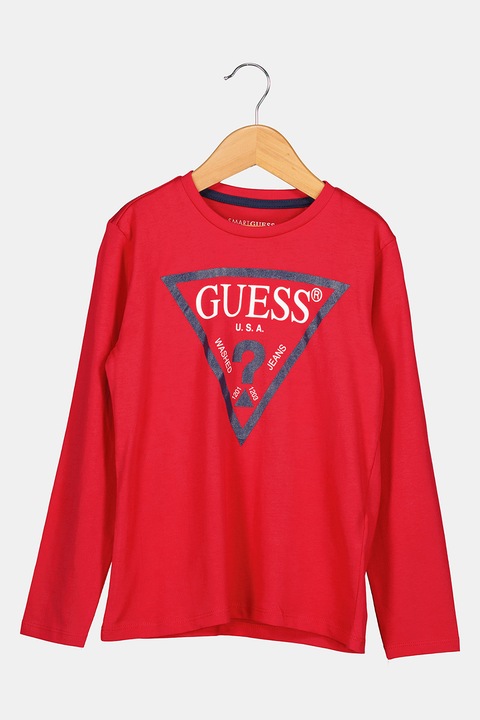 GUESS KIDS, Блуза от органичен памук с лого, Червен
