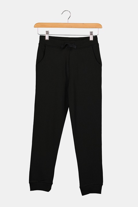 GUESS KIDS, Pantaloni de trening de bumbac talie ajustabila, Negru