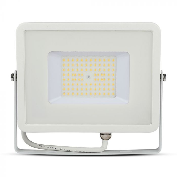 Proiector LED V-TAC 763, Slim, 50W, 6000 lm, lumina rece (6400K), IP65, Aluminiu, Alb