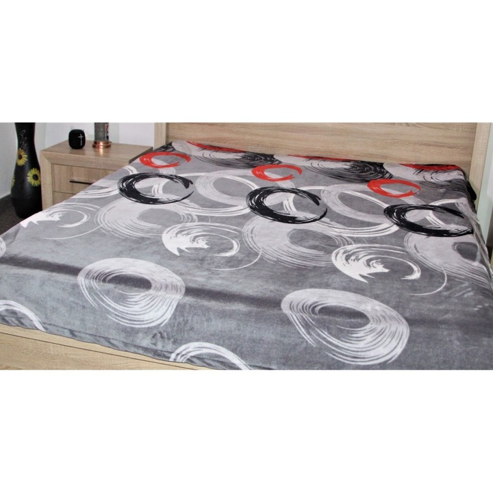 Коколино одеяло за двойно легло 200 х 220 см сиво с черен кръг