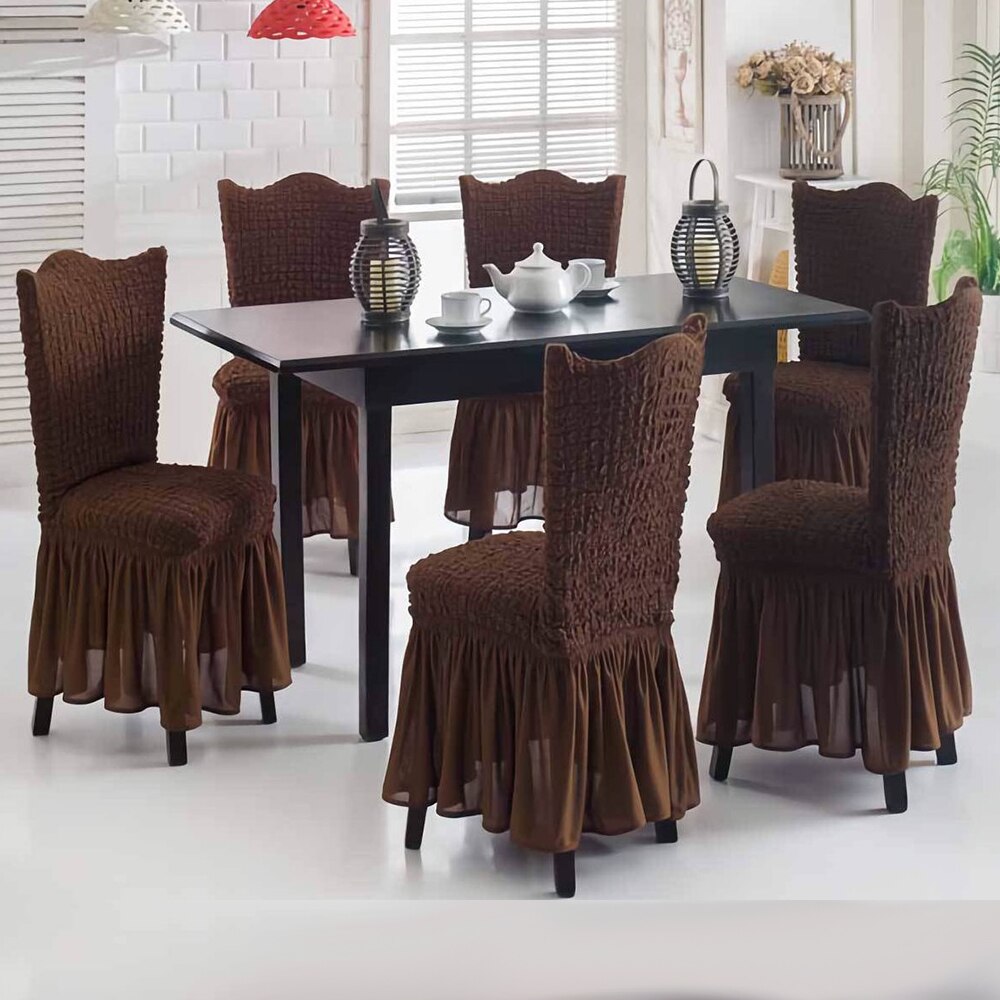 Set 6 huse elastice , maro pentru scaune