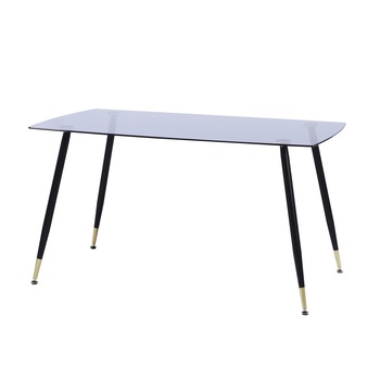 Masa sufragerie, 140 x 180 x 75 cm, Sticla/Metal, Negru Masa sufragerie, 140 x 180 x 75 cm, Sticla/Metal, Negru