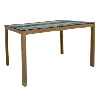 Masa sufragerie, 140x80x75 cm, Sticla/Metal, Multicolor Masa sufragerie, 140x80x75 cm, Sticla/Metal, Multicolor