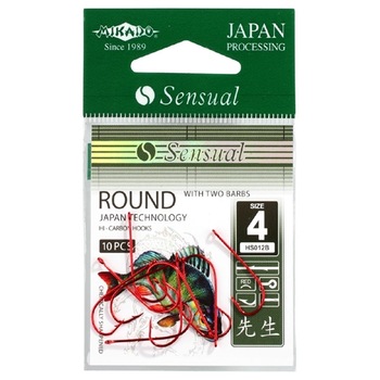Carlige Sensual - round cu barbeta Nr 6 red - 10 buc Carlige Sensual - round cu barbeta Nr 6 red - 10 buc