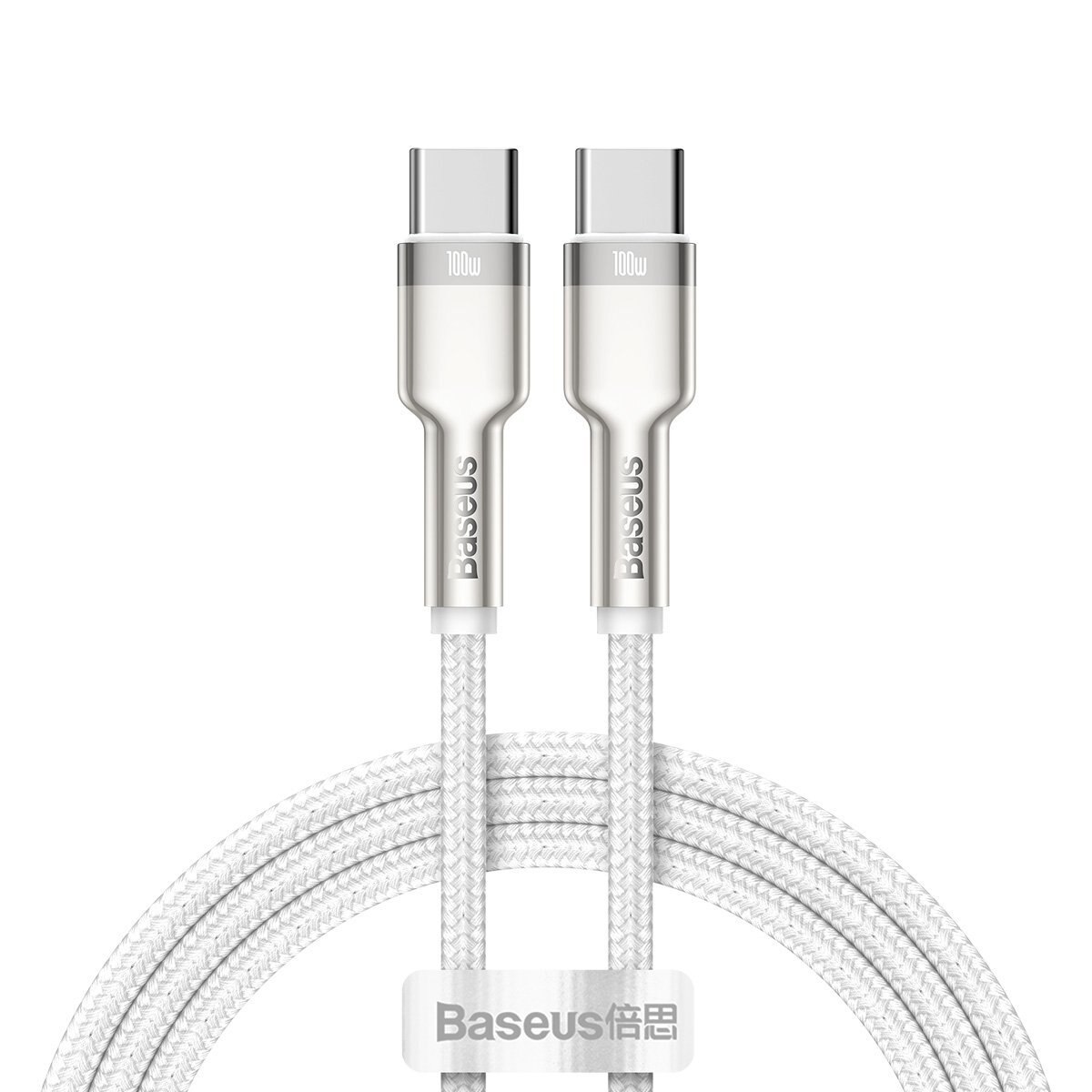 Cablu USB-C la USB-C Baseus Cafule, 100W, 2m, Alb