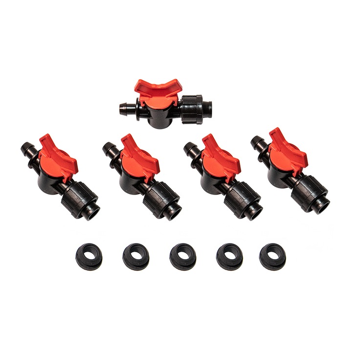 Set 5 buc, robinet cu garnitura pentru banda de picurare