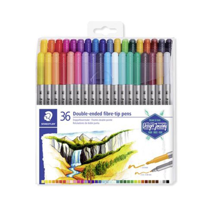 Set 36 carioci, STAEDTLER, 0.8/3.0 mm, Cu doua capete, Multicolor