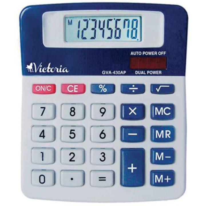 Victoria asztali számológép, 8 digit, elem+napelem