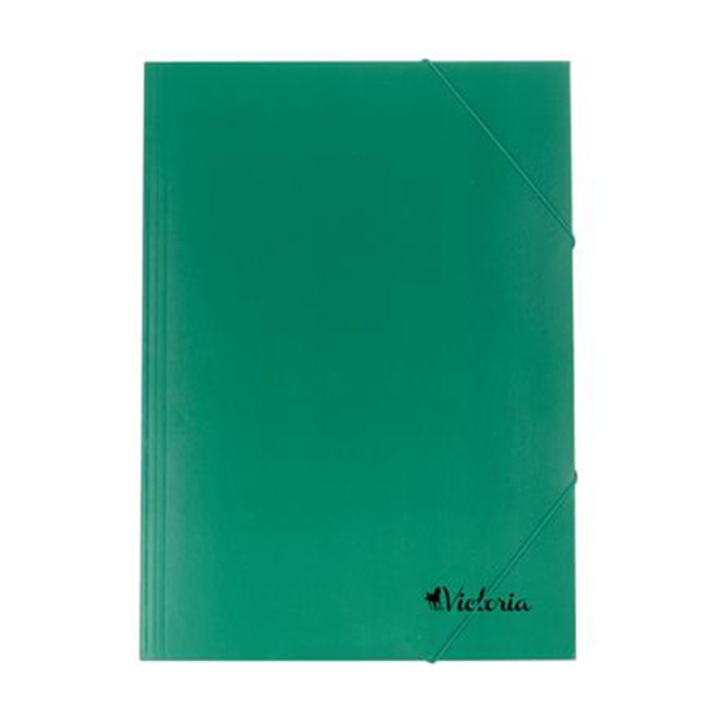 Гумена папка Victoria, картонена, A4, зелена