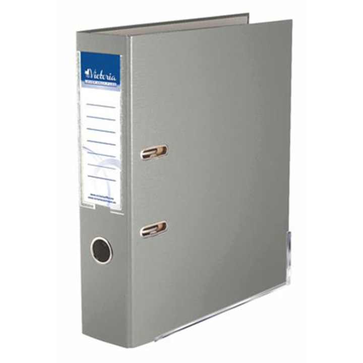 Папка Victoria Basic, 75 мм, A4, PP/картон, със защитна релса за ръбове, сива