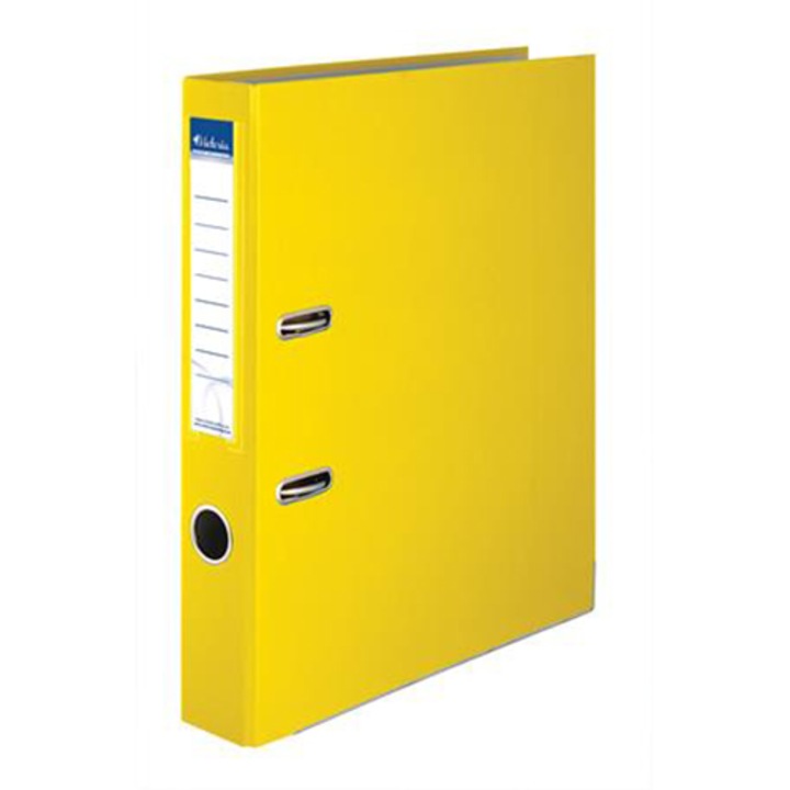 Папка Victoria Basic, 50 мм, A4, PP/картон, със защитна релса, жълта