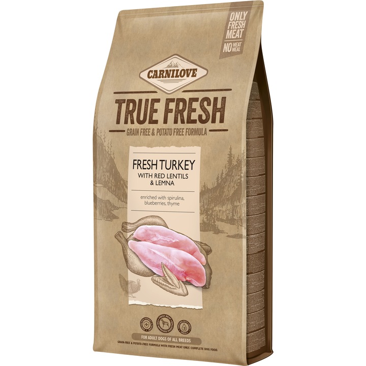 Hrana uscata pentru caini Carnilove True Fresh, Adult, Curcan, 11.4 Kg