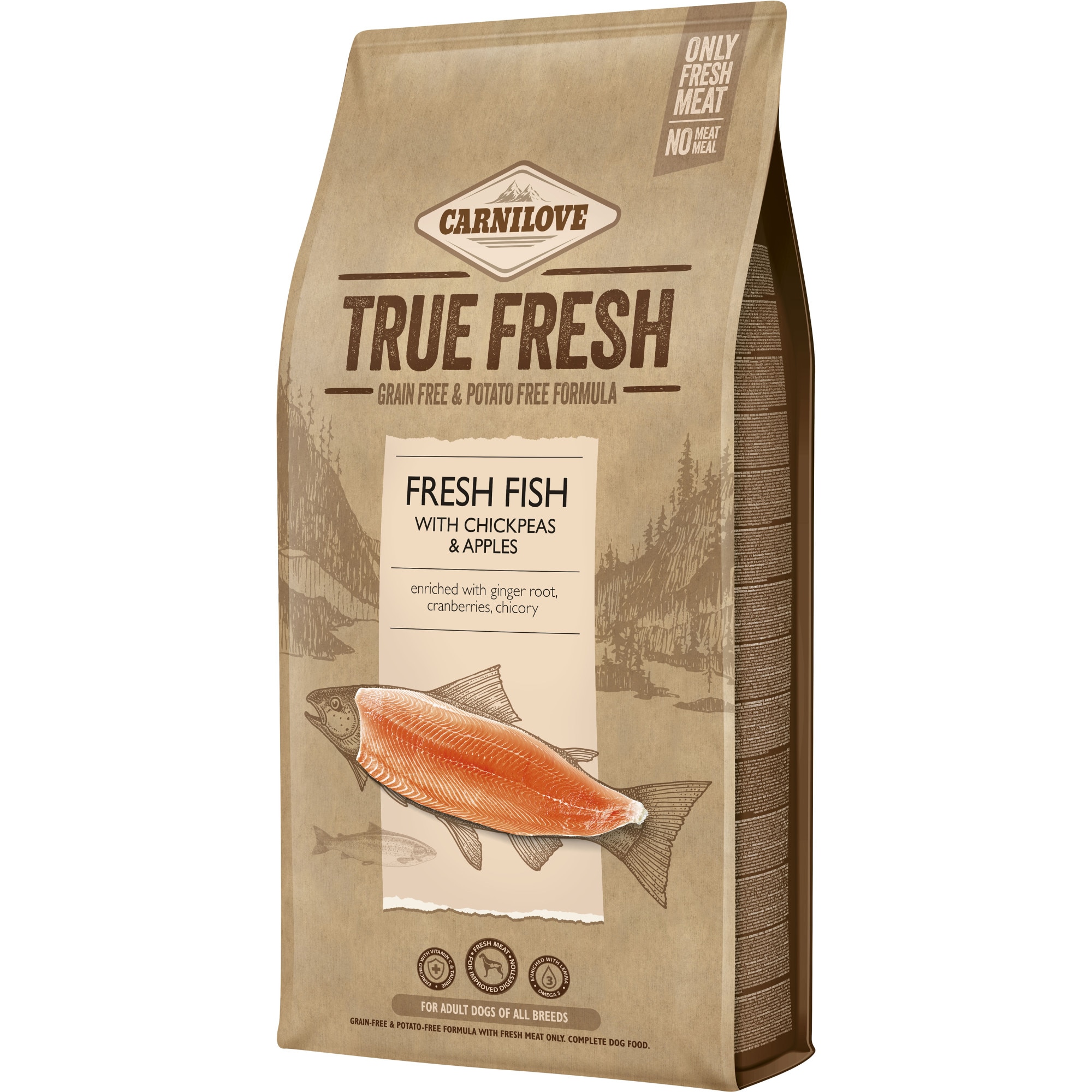 Hrana uscata pentru caini Carnilove True Fresh, Adult, Peste, 11.4 Kg