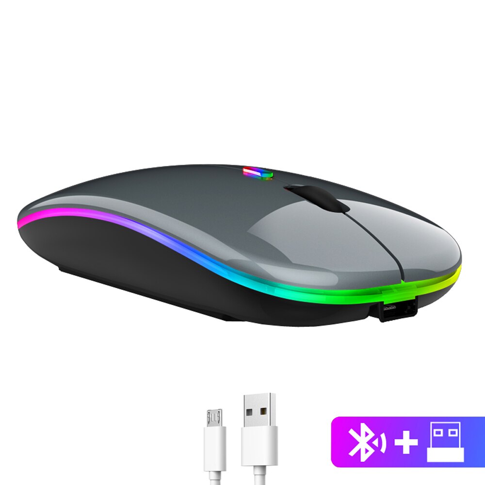 Mouse wireless, Bluetooth 2.4G, Incarcare USB, Gri