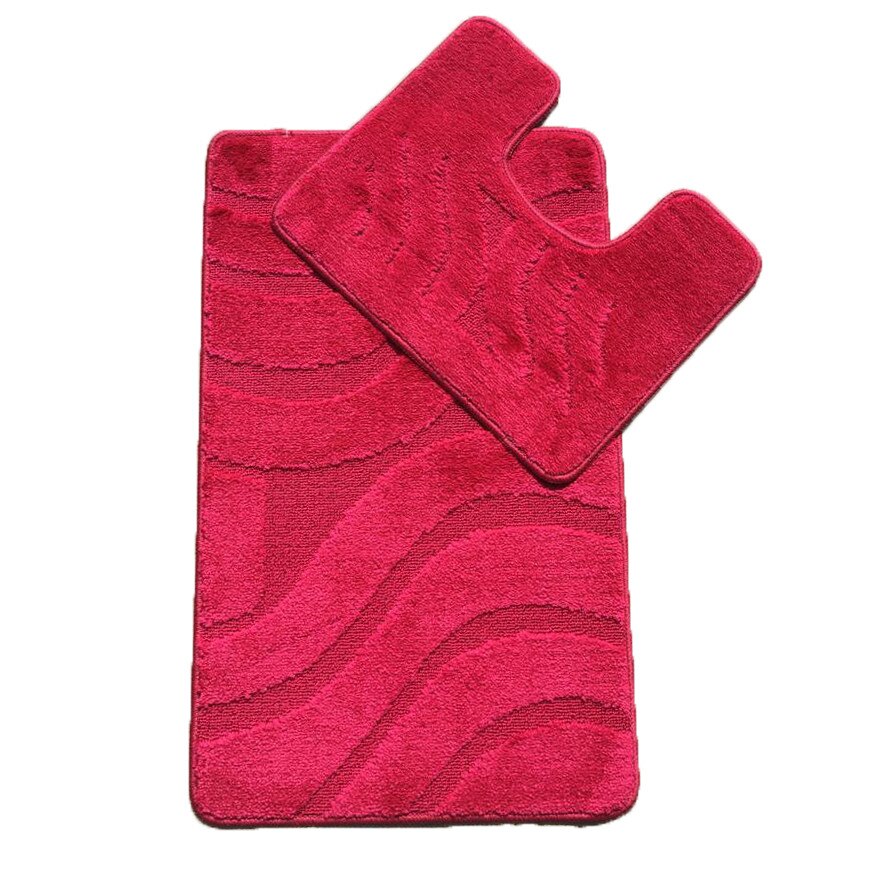 Set 2 covorase baie Basic Standard , 50x80cm/40x50cm, antiderapant, polipropilena, culoare bordo, model simfonie, gramaj 800 g