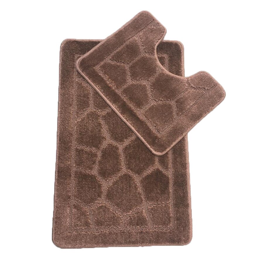 Set 2 covorase baie Basic Standard , 50x80cm/40x50cm, antiderapant, polipropilena, culoare maro, model fagure, gramaj 800 g