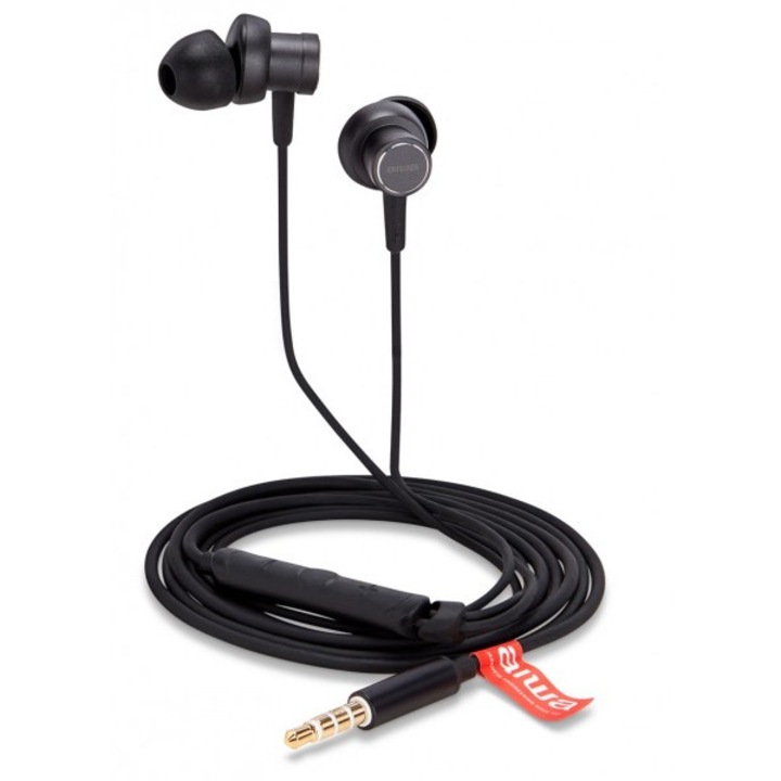 Aiwa ESTM-500BK Hi-Res fülhallgató mikrofonnal, fekete színben