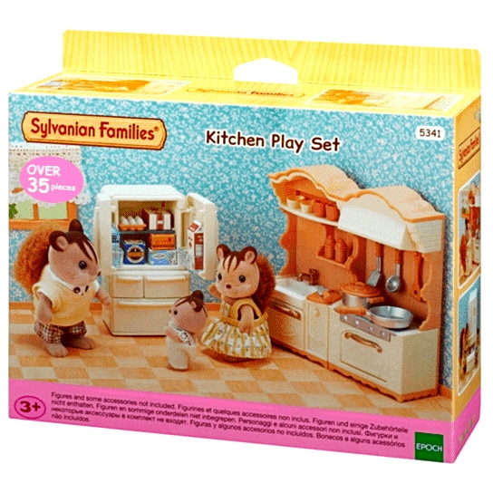 Set Sylvanian Families Kitchen Play 5341, mobilier de bucatarie si frigider