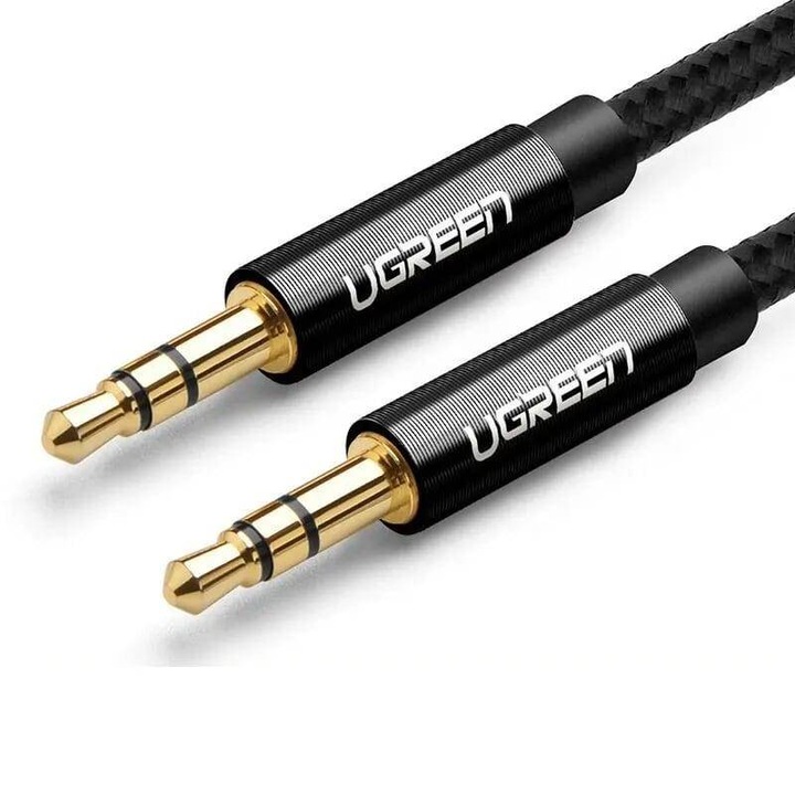 Cablu audio UGREEN, mini jack 3.5 mm AUX, 1m, Negru