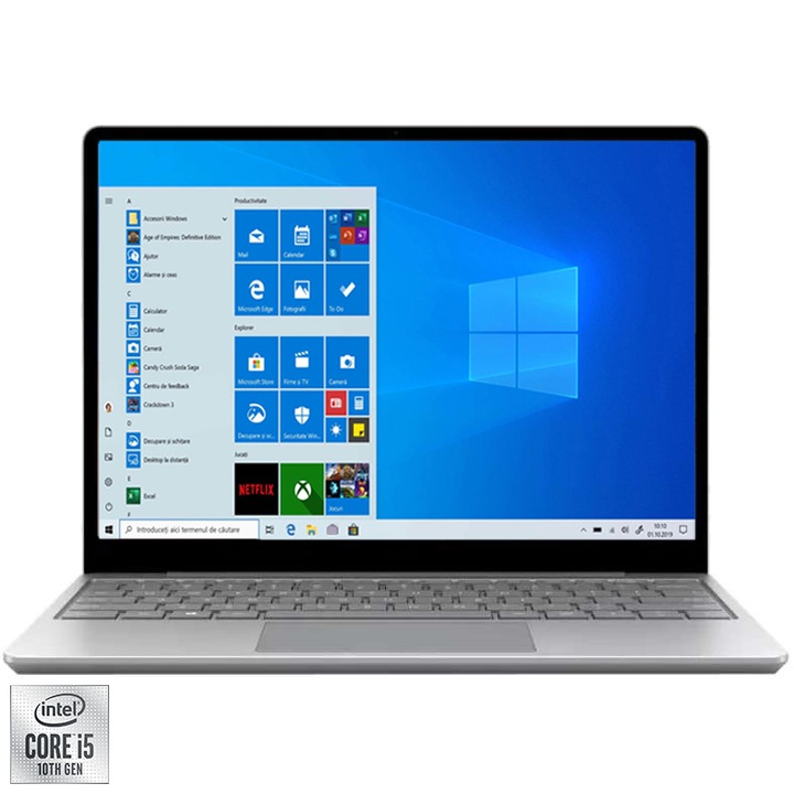 Microsoft Surface GO THJ-00046 12.4" laptop, Intel® Core™ i5-1035G1, 8GB, 256GB, Intel® UHD Graphics, Windows 10 Home, Nemzetközi Angol billentyűzet, Ezüst