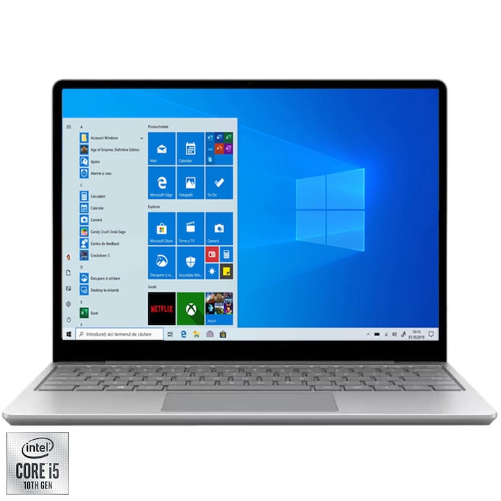 Лаптоп 2 in 1 Microsoft Surface GO, Intel® Core™ i5-1035G1, 12.4", Pixel Sense, RAM 8GB, 128GB SSD, Intel® UHD Graphics, Windows 10 Home, Silver