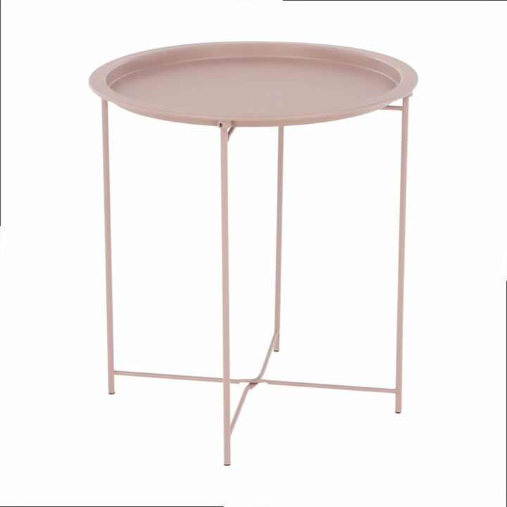 Помощна маса Sani Render, Подвижен плот, 47x50.2x47 cm, Бледо Розово