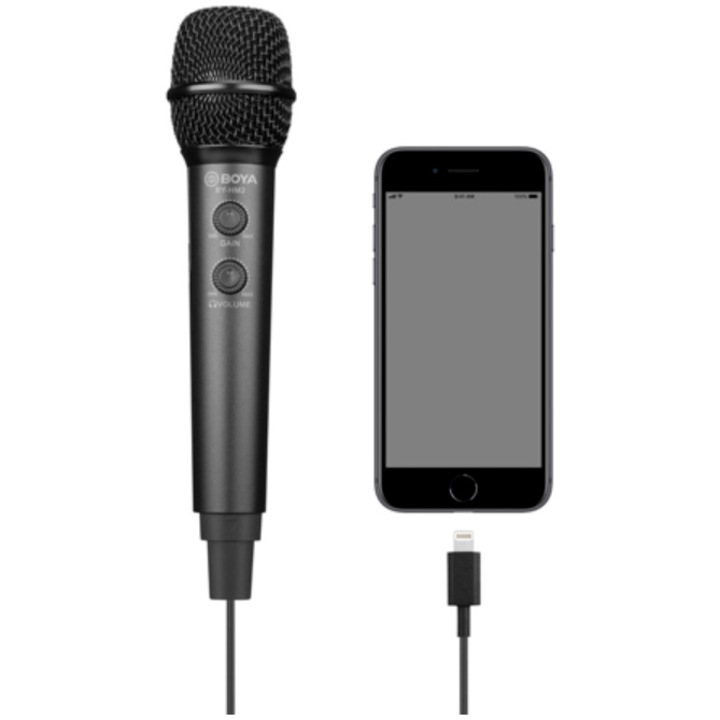 Microfon Boya BY-HM2, tripod, USB-C si Lightning, Negru