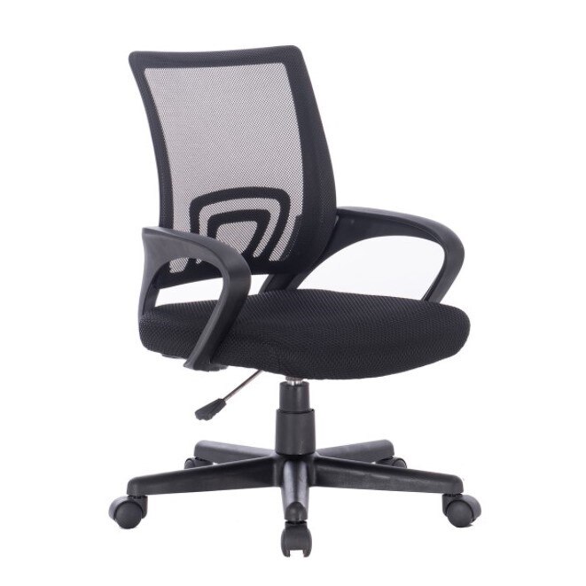 Scaun de birou rotativ cu cotiere Timeless Tools, suport lombar, capacitate 90 kg, Negru