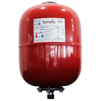 Vas expansiune termic Fornello, 8 litri, vertical, culoare rosu, presiune maxima 10 bar, membrana EPDM Vas expansiune termic Fornello, 8 litri, vertical, culoare rosu, presiune maxima 10 bar, membrana EPDM