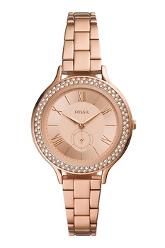Fossil, Ceas rotund cu aplicatii cu cristale, Auriu rose Fossil, Ceas rotund cu aplicatii cu cristale, Auriu rose