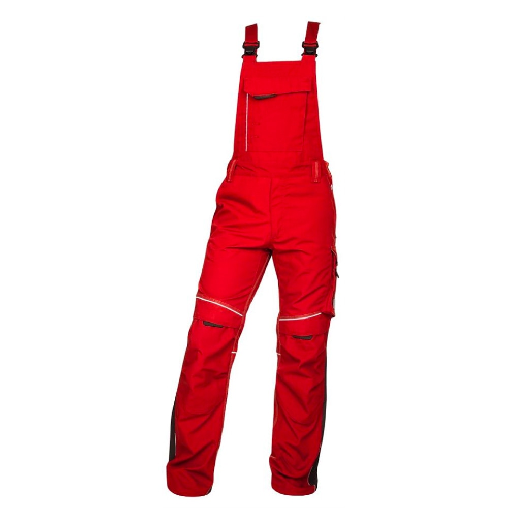 Pantaloni de lucru cu pieptar hidrofobizati URBAN+, culoare rosu, marimea 50