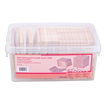 Set de numarare in sistem zecimal din lemn in cutie din plastic Set de numarare in sistem zecimal din lemn in cutie din plastic