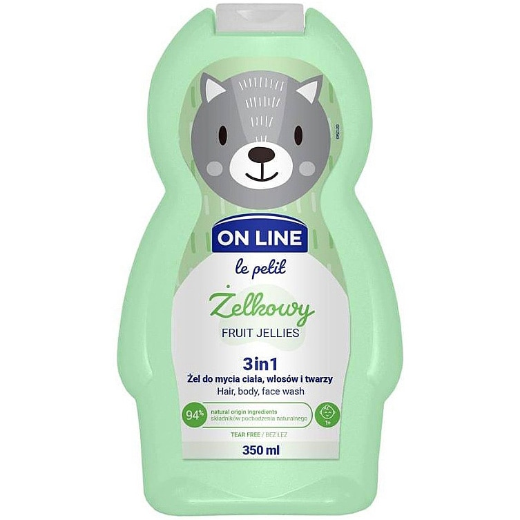 Gel de dus hidratant 3in1 pentru par si corp ON LINE Le Petit, fruit jellies, 350ml, de la un an