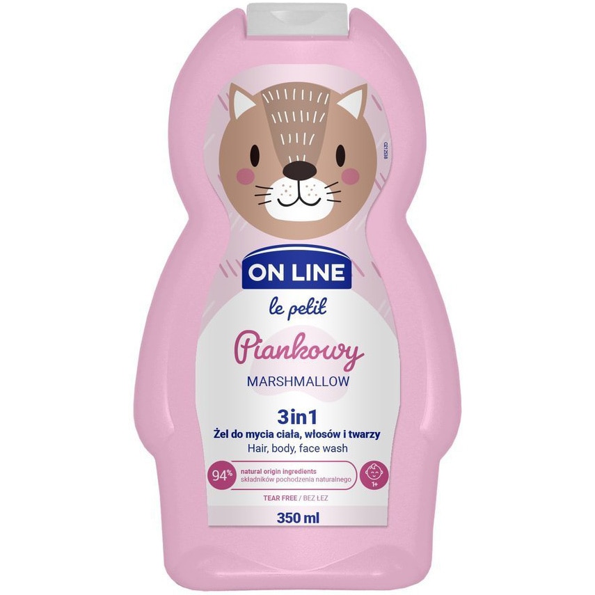 Gel de dus hidratant 3in1 pentru par si corp ON LINE Le Petit, marshmallow, 350ml, de la un an