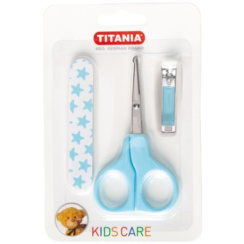 Set de manichiura pentru bebelusi si copii Titania, 3 piese, Albastru Set de manichiura pentru bebelusi si copii Titania, 3 piese, Albastru