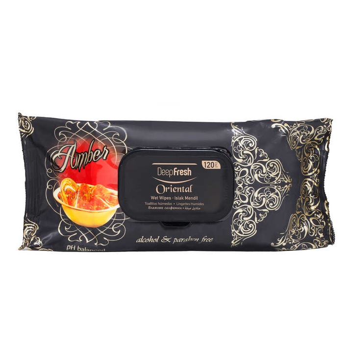 Servetele umede Amber Deep Fresh Oriental cu capac, 120 bucati