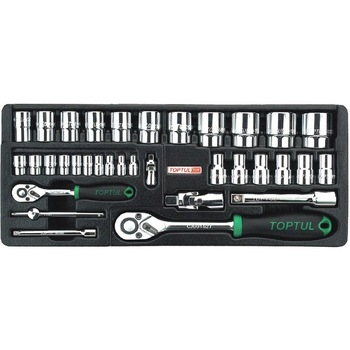 Set chei tubulare 1/2'' si 1/4'', Toptul 34 piese Set chei tubulare 1/2'' si 1/4'', Toptul 34 piese
