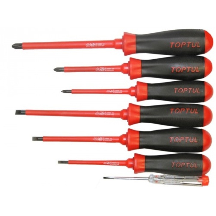 Комплект изолирани отвертки 1000V, Toptul 7бр