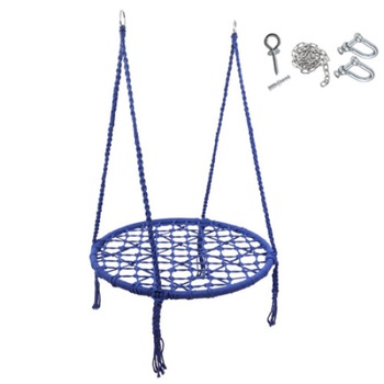 Leagan balansoar FUNFIT, tip cuib, pentru curte, gradina sau terasa, capacitate 150kg, 80cm, albastru, cu kit accesorii montare, lant 1m, 2 carabine, surub cu ancorare si diblu Leagan balansoar FUNFIT, tip cuib, pentru curte, gradina sau terasa, capacitate 150kg, 80cm, albastru, cu kit accesorii montare, lant 1m, 2 carabine, surub cu ancorare si diblu