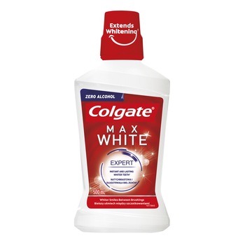 Apa de gura Colgate Max White cu efect de albire, 500 ml Apa de gura Colgate Max White cu efect de albire, 500 ml