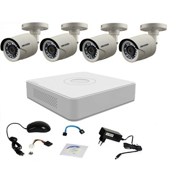 Kit de supraveghere Hikvision Turbo HD 720P cu 4 camere si IR 20 m Kit de supraveghere Hikvision Turbo HD 720P cu 4 camere si IR 20 m