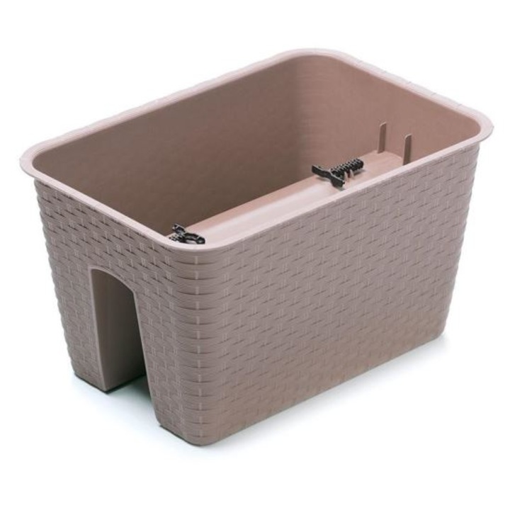 Téglalap alakú,kave szinü dekoratív virágcserép korlátokhoz- 39,6 x 27,2 x cm