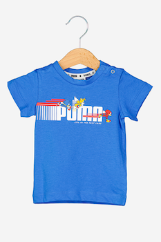 Puma, Set de tricou si pantaloni scurti, 2 piese, Albastru/Negru, 62 CM Puma, Set de tricou si pantaloni scurti, 2 piese, Albastru/Negru, 62 CM