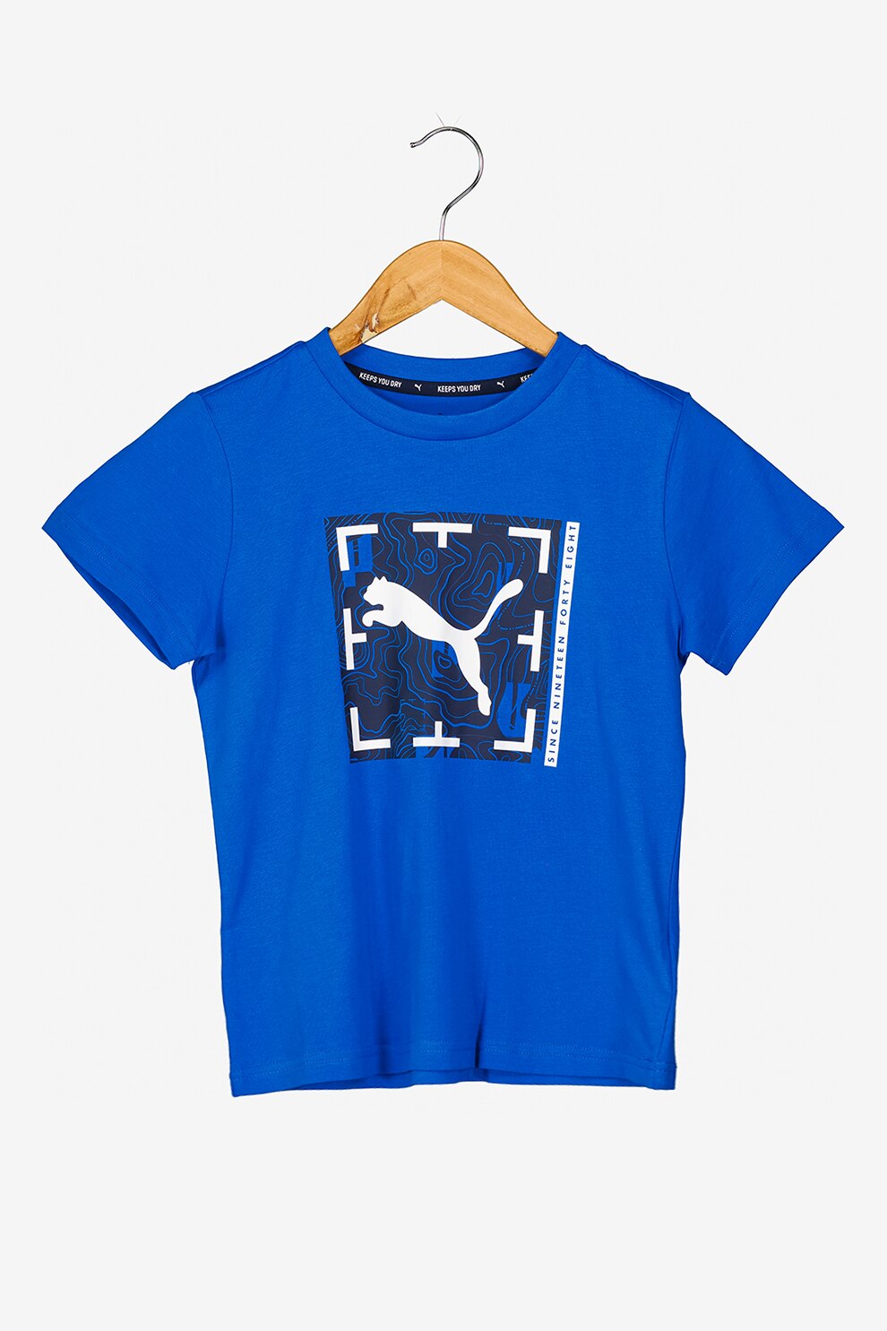 Puma, Tricou de bumbac cu imprimeu logo DryCELL Active Sports, Albastru