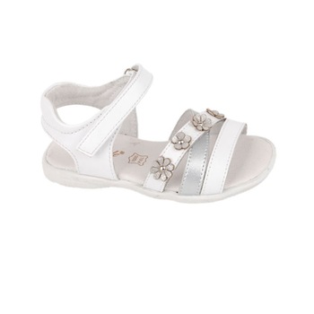 Sandale fete din piele Truffi A2019, Alb/Argintiu Sandale fete din piele Truffi A2019, Alb/Argintiu