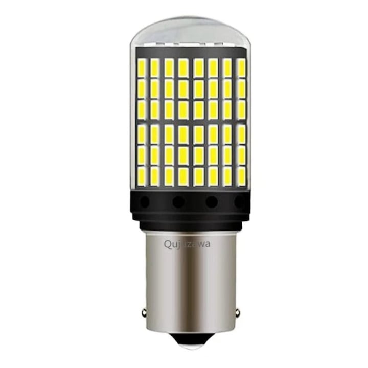 Bec Auto LED P21W/BA15S/1156, AutoREY® Premium, CANBUS Fara Eroare Cu 144 LED-uri SMD 3014 De Mare Intensitate, Potrivit Pentru Marsarier Cu Lumina Alba Rece Puternica, Vizibilitate Superioara, Instalare Rapida Plug & Play, Consum Redus