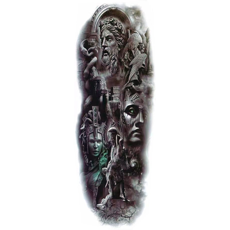 Tatuaj temporar impermeabil, bratul complet si Extra mare, Pentru brate sau picioare si corp, Dimensiune 17.8x 48cm, QB058