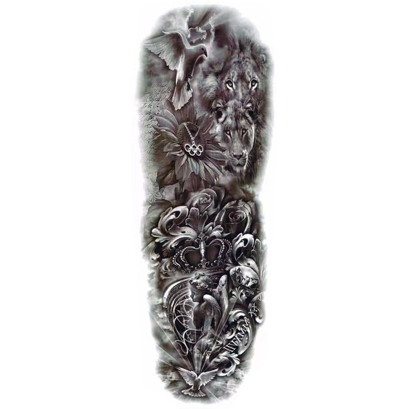 Tatuaj temporar impermeabil, bratul complet si Extra mare, Pentru brate sau picioare si corp, Dimensiune 17.8x 48cm, QB064