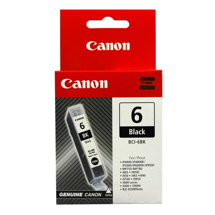 Canon fekete BCI-6BK tintapatron a BJ-F850 / BJ-F900 / BJ-F9000 / BJC-8200 / BJC-8200 fotókhoz / Bubble Jet i860 / Pixma iP4000 / Pixma iP5000 / Pixma iP5000 / Pixma / Pixma 0xma / 0xma 0xma 0x, 13 ml OEM: BEF47-3221300