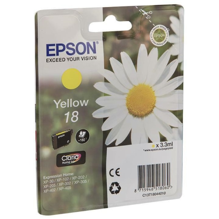 Epson Yellow 18 T180440 tintapatron MUFC Limited Edition / XP-102 / XP-202 / XP-205 / XP-30 / XP-302 / XP-305 / XP-312 / XP-402 / XP-405 / XP-405WH készülékekhez / XP-412 / XP-415, 180 oldal OEM:C13T18044010
